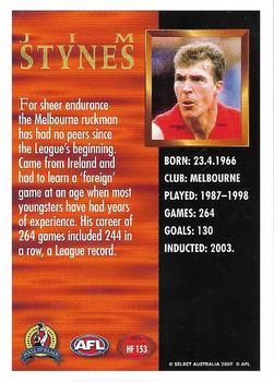 2007 Select AFL Supreme - Hall of Fame Series 3 #HF153 Jim Stynes Back